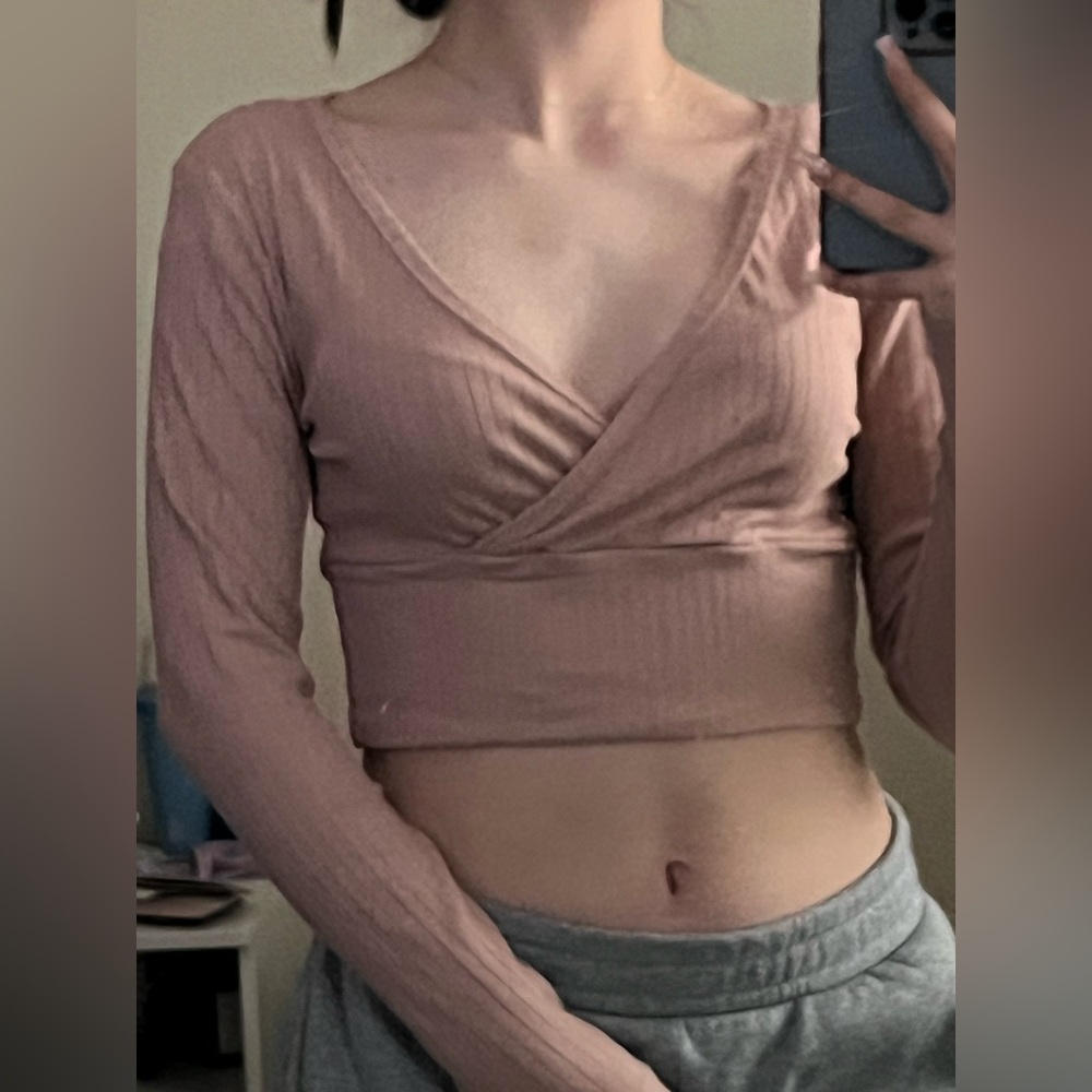 Blush pink long sleeve top